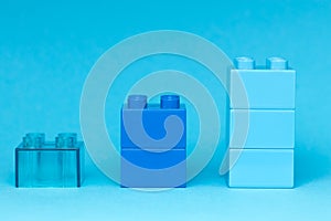 Lego chart on blue background.