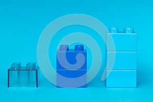 Lego chart on blue background.