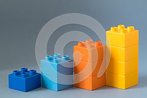 Lego chart on blue background.