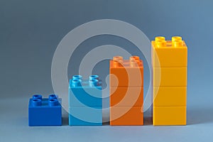 Lego chart on blue background.