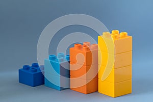 Lego chart on blue background.