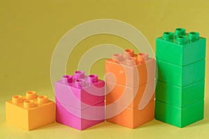 Lego chart on yellow background.