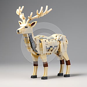 Lego Deer With Antlers: A Modular Patterned 3d Adult Deer Sculpture