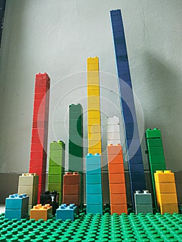 Lego duplo block or brick tower. It has many various color