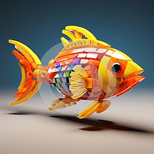 Lego Fish: Playfully Conceptual Digital Art In Felipe Pantone Style photo