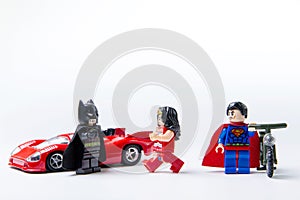 LEGO minifigure Batman VS Superman and stormtrooper.