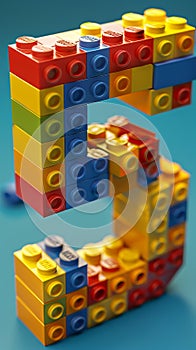 A lego number 5 made of colorful blocks