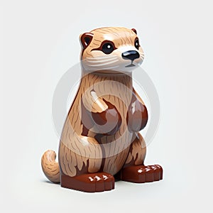 Lego Otter: Hyper-realistic 3d Plastic Toy With Soviet Style Illustrations photo