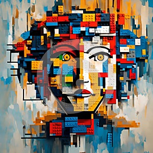 Lego Picasso: Abstract Portrait of a Vibrant Woman