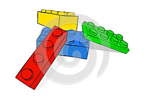 Simple Set of 4 Hand Draw Sketch Vector, Random Position Stack Brick Toys