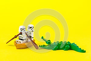 Lego star wars ferried escaped crocodile bite.