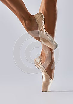 Legs in ballet shoes