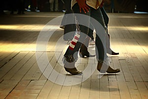 Legs close up of traditional western folk music dancers