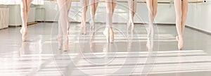 Legs of dancers ballerinas in class classical dance, ballet