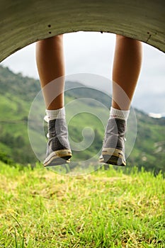 Legs dangling photo