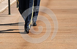 Legs and feet of honor guard in Arlington Cemetery