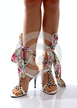 Legs of girl in beautiful shoes