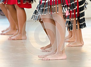 Legs of hula dancers performing in Waikoloa