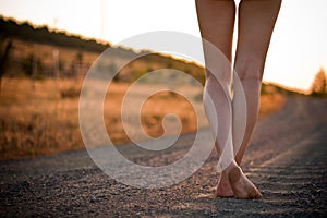 Legs on rural road