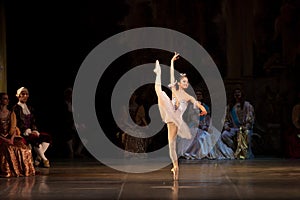 Young dancers ballerinas in class classical dance, ballet