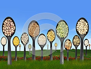 Legumes on a grass field photo