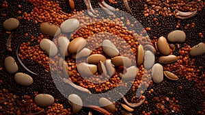 Legumes group lentils background