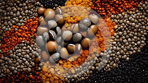 Legumes group lentils background