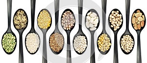 Legumes over spoons photo