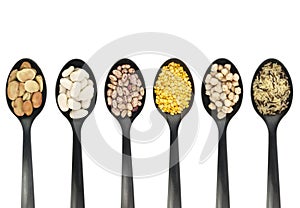 Legumes over spoons photo