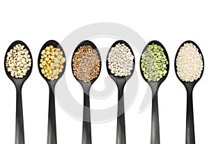 Legumes over spoons photo