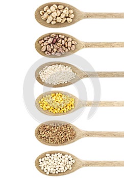 Legumes over spoons photo