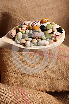 Legumes on a spoon photo