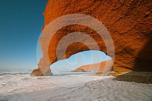 Legzira stone arches, Atlantic Ocean, Morocco, Africa