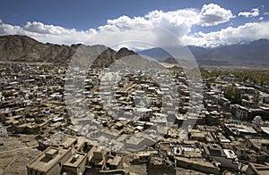 Leh city from elevated view,Ladakh,India