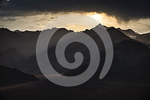 Leh ladakh, Beautiful landscape, Sunset scene over Stok Kangri Mountains