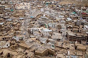 Leh Ladakh city view from Leh Palace in Winter