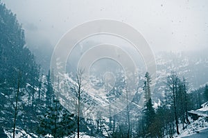 Leh Manali highway leading to Rohtang pass during snowfall