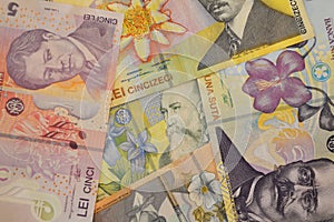 Lei banknote Romanian currency background