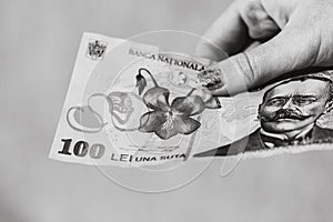 LEI currency banknotes. LEI Romanian money. RON Leu Money European Currency