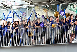 Leicester City Supporter waiting for Leicester City Team parade to celebrate First Championship of English Premiere League