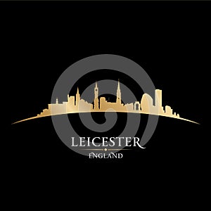 Leicester England city skyline silhouette black background photo