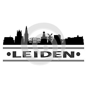 Leiden Netherlands Icon Vector Art Design Skyline Flat City Silhouette Editable Template