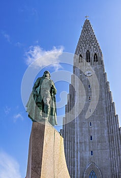 Leif Eriksson Statue Hallgrimskirkja Church Reykjavik Iceland