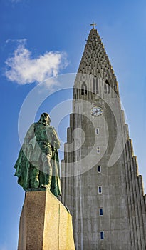 Leif Eriksson Statue Hallgrimskirkja Church Reykjavik Iceland