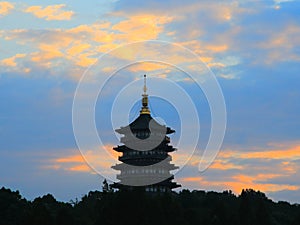 Leifeng pagoda gorgeous sunset glow