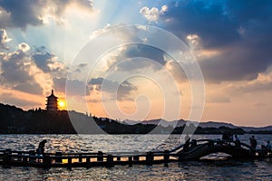 Leifeng Tower, sunset