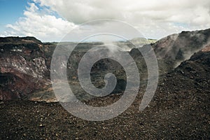 Leilani Estate, Hawaii, USA. - Kilauea volcano eruption hardened black lava field photo