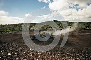 Leilani Estate, Hawaii, USA. - Kilauea volcano eruption hardened black lava field photo