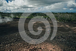 Leilani Estate, Hawaii, USA. - Kilauea volcano eruption hardened black lava field photo