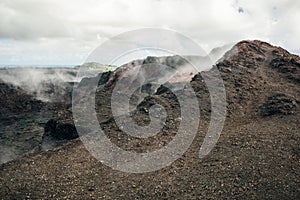 Leilani Estate, Hawaii, USA. - Kilauea volcano eruption hardened black lava field photo